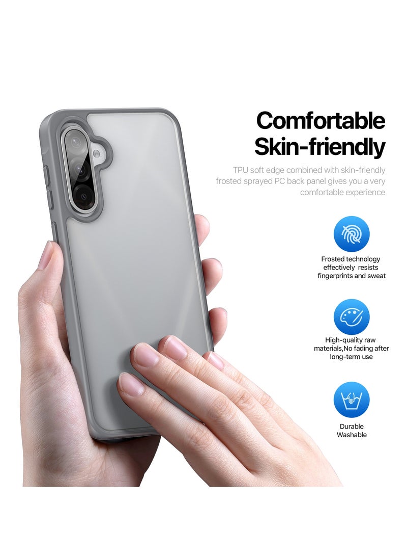 دوكس دوتشيز ياند جراب لموبايل سامسونج جلاكسي A36 5G/A56 5G  جراب نحيف مضادة للصدمات وشفافة غير لامعة ومضادة للخدش ومضادة للصدمات مصنع من البولي يوريثين الحراري بولي كربونات البولي بروبلين سيليكون - رمادي - Image 3