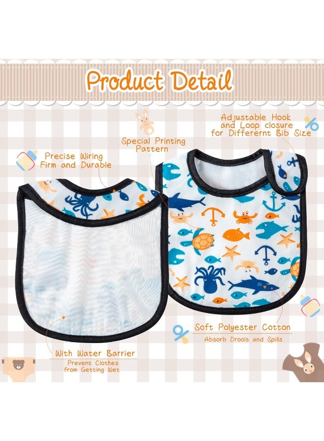 2ooya 7Pcs Cotton Waterproof Baby Bibs Hook Loop Closure Newborn Bib Keepsake Baby Gift for Drooling Feeding Eating - Image 3