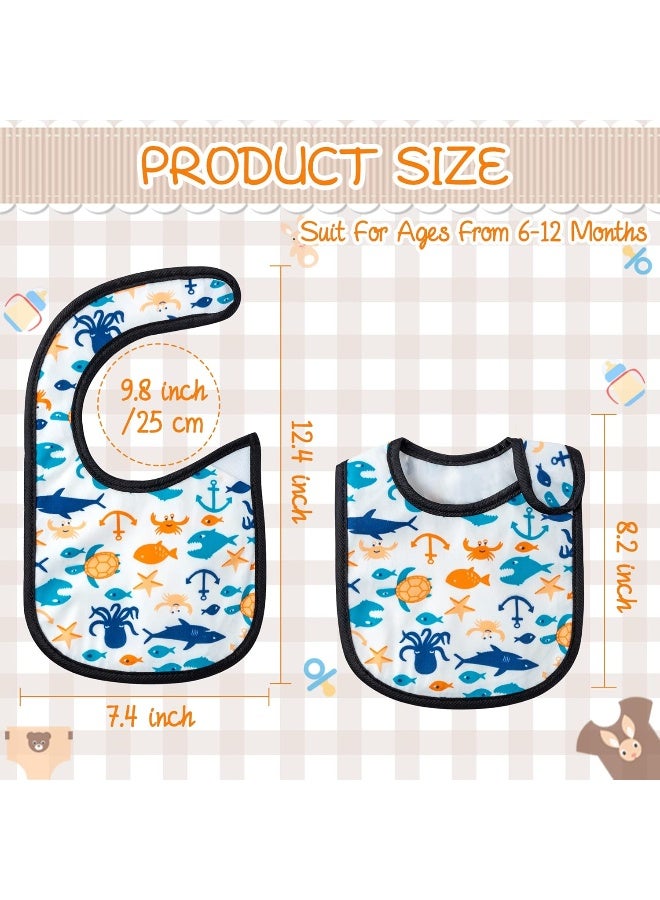 2ooya 7Pcs Cotton Waterproof Baby Bibs Hook Loop Closure Newborn Bib Keepsake Baby Gift for Drooling Feeding Eating - Image 2
