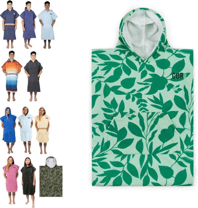 COR Surf Store روب تغيير بونشو مع غطاء ورقم جيب أمامي | منشفة ميكروفايبر سميكة سريعة الجفاف - Image 1