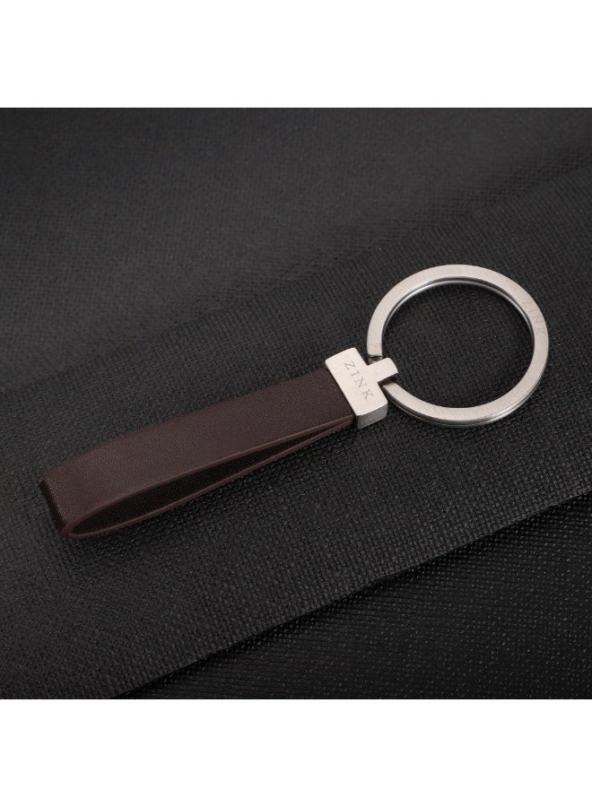 زنك ميدالية مفاتيح ZINK | فولاذ مقاوم للصدأ باللونين البني والفضي مع جلد | ZJKC009BR - Image 5
