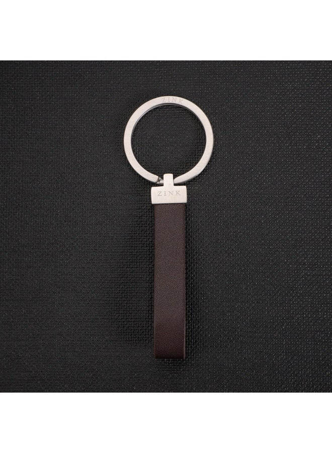 زنك ميدالية مفاتيح ZINK | فولاذ مقاوم للصدأ باللونين البني والفضي مع جلد | ZJKC009BR - Image 4