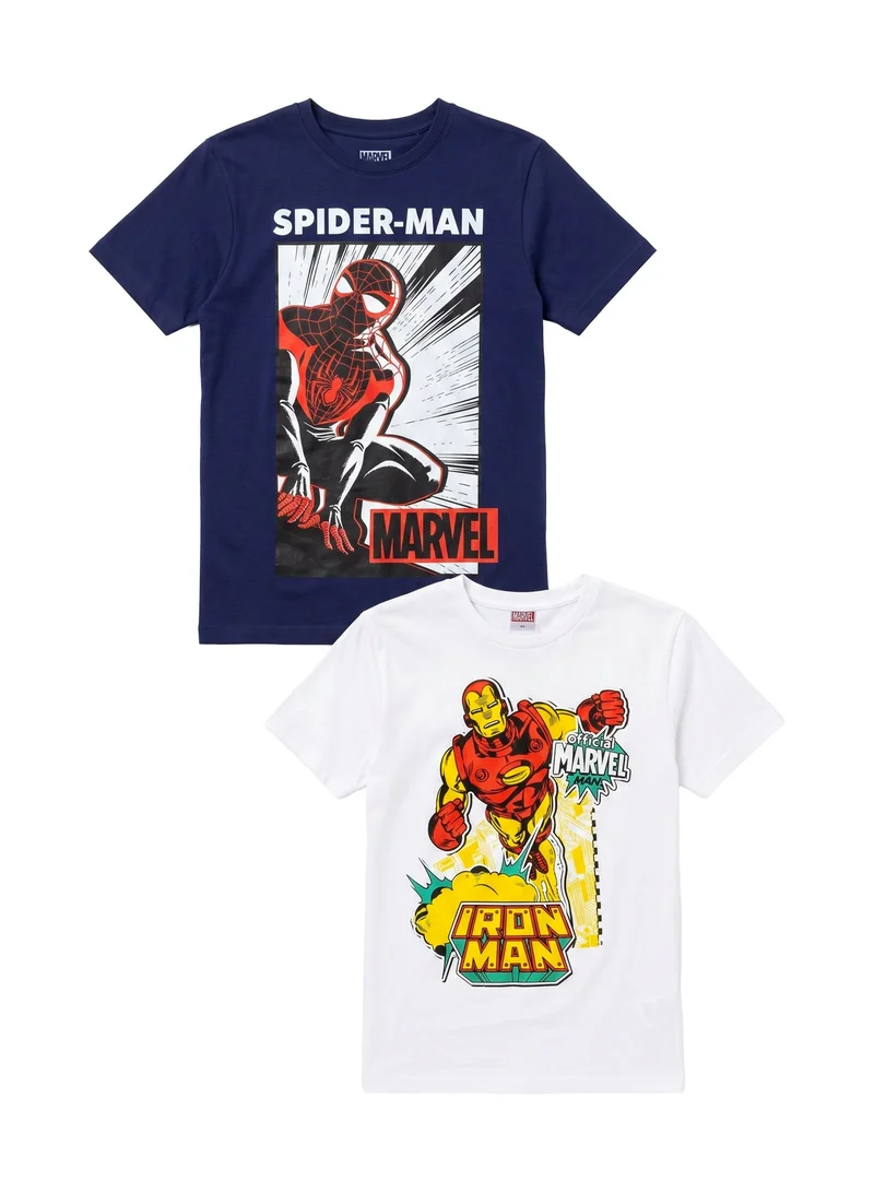 Marvel Marvel Men’s Spider-Man and Iron Man Graphic T-Shirt Pack of 2 – Short-Sleeve Crew-Neck Superhero Casual Top