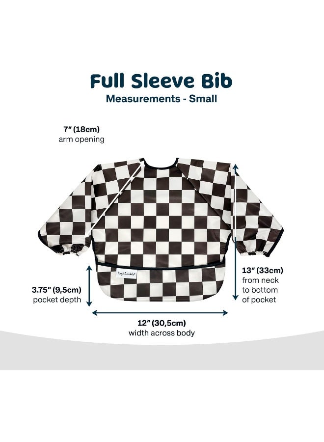 Tiny Twinkle Tiny Twinkle Mess Proof Baby Bib, Cute Full Sleeve Bib Outfit, Waterproof Bibs for Toddlers, Machine Washable, Tug Proof, Baby Smock for Eating, Long Sleeved (Checkers Black, Small 6-24 Months)  - Image 5