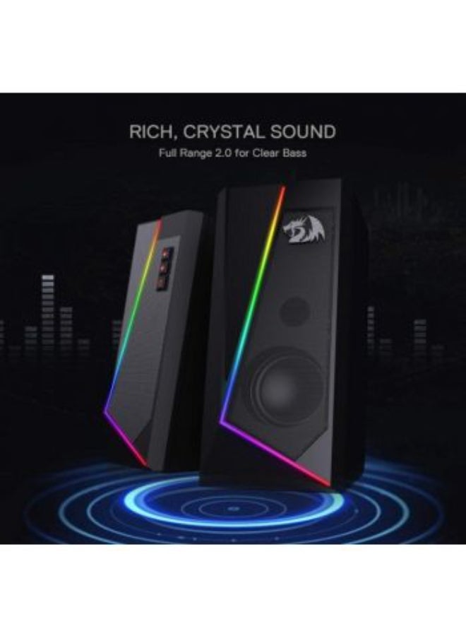 REDRAGON GS520 Anvil RGB Desktop Speakers, 2.0 Channel PC Computer Stereo Speaker with 6 Colorful LED Modes, Enhanced Bass and Easy-Access Volume Control, USB Powered w/ 3.5mm Cable - Image 5
