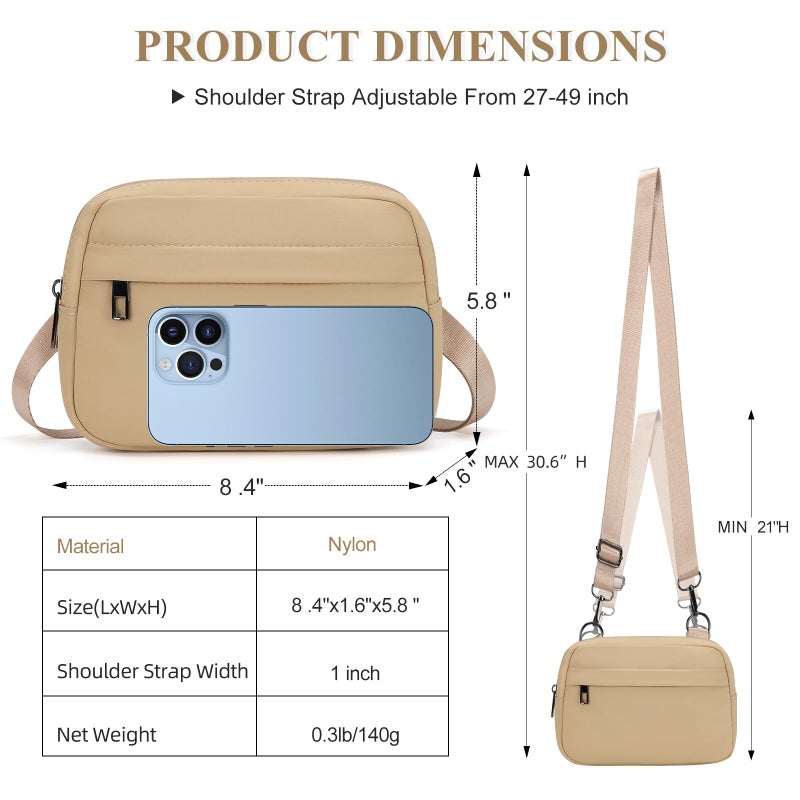 MAXTOP Small Crossbody Bags for Women with Detachable Strap Fanny Packs for Women Sling Cross Body Purse for Travel Essentials Khaki - Image 5