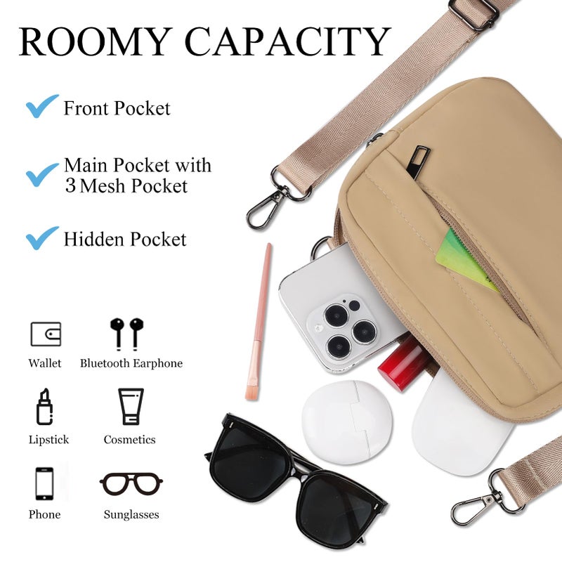 MAXTOP Small Crossbody Bags for Women with Detachable Strap Fanny Packs for Women Sling Cross Body Purse for Travel Essentials Khaki - Image 3