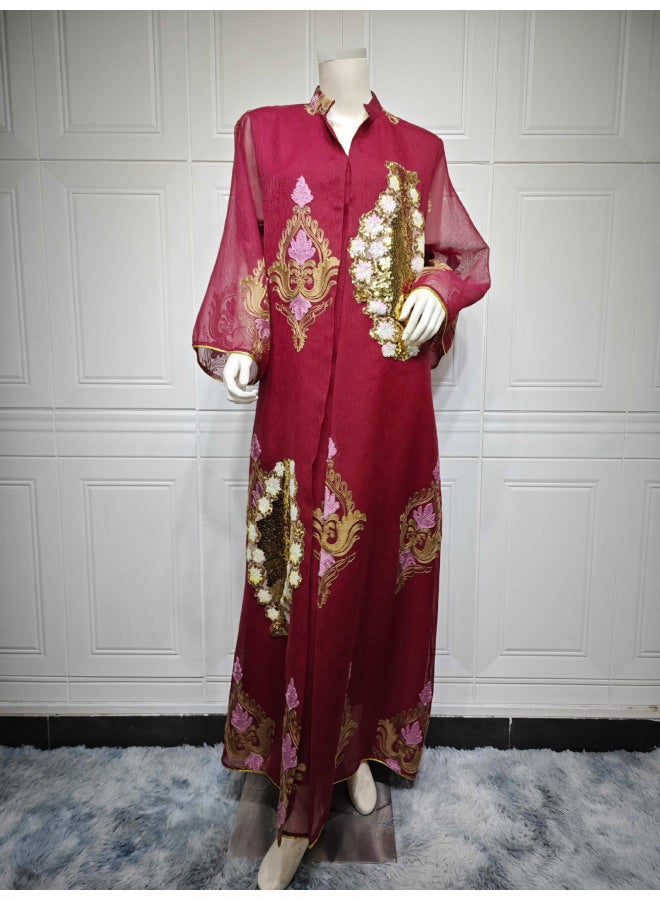ABO Women's Muslim Evening Dress Beaded Embroidered Dress Women - Image 1