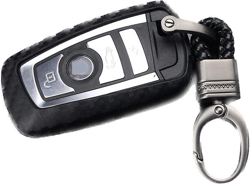 7سليندر لـ BMW غطاء مفتاح السيارة المطاطي القديم مع سلسلة مفاتيح لسلسلة 1 2 3 4 5 6 7 8 و X2 X3 X4 X5 X6 X7 و M3 M5 M6 M8 و Z4 و GT3 GT5 - ألياف الكربون - Image 1