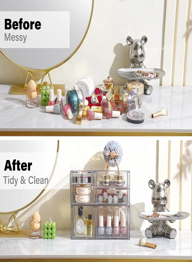 Prsildan Acrylic Drawer Makeup Organizer with 6 Drawers, Set of 2 Office Desk Organizers Accessories, Clear Stackable Storage Drawers for Vanity, Craft, Not for Baby Bottle (Largest Drawer 4" Tall) - Image 5