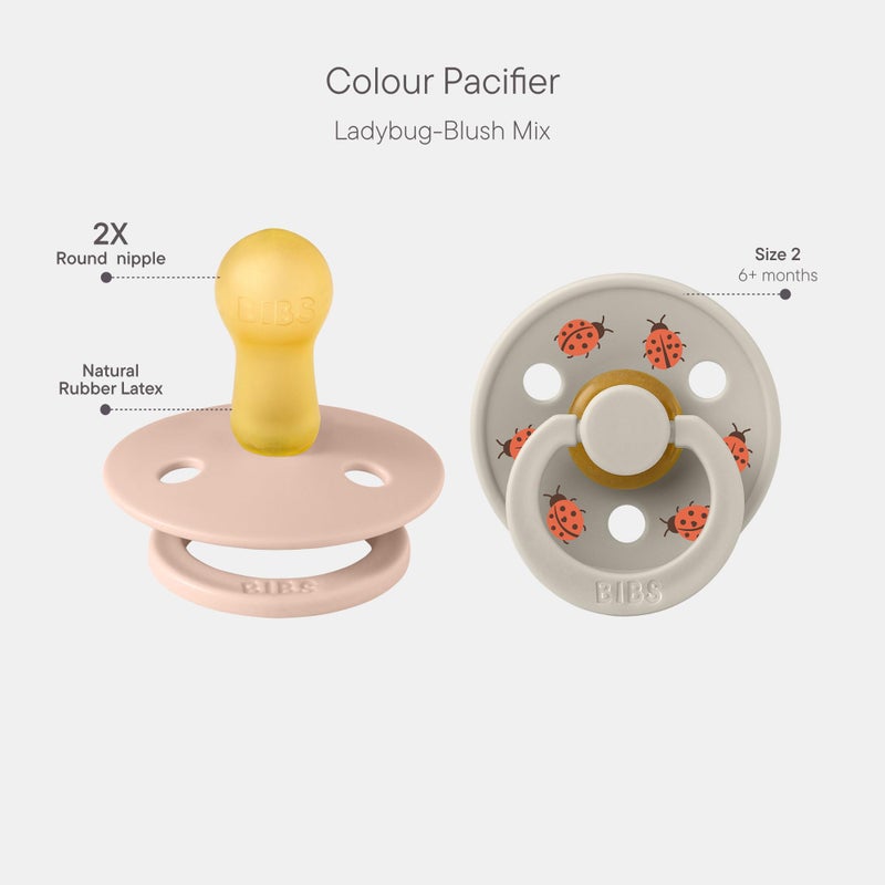 BIBS Studio Soother 2-Pack, BPA Free Dummy Pacifier, Round Nipple. Natural Rubber Latex, Made in Denmark, Size 2 (6-18 Months), Blush/Sand - Image 2