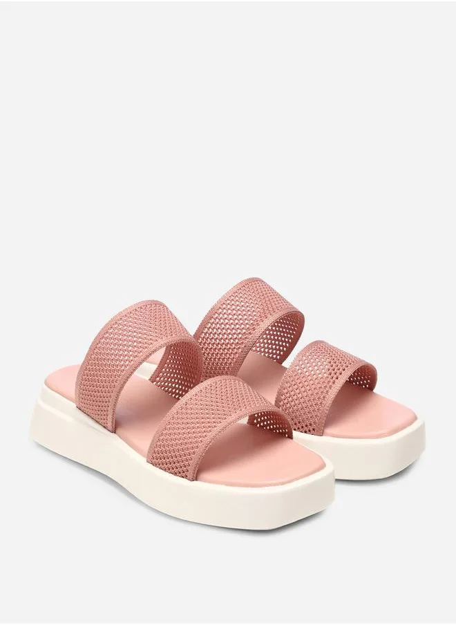 GNIST Textured Double Strap Flatform Sandals