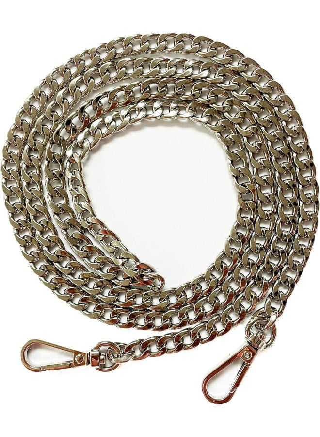 TSJ 47 inch Handbag DIY Chains with Buckles, 1 PCS Metal Shoulder Cross Body Bag Handbag Purse Replacement Chain Strap for Women (Silver), Silver, 47  - Image 1