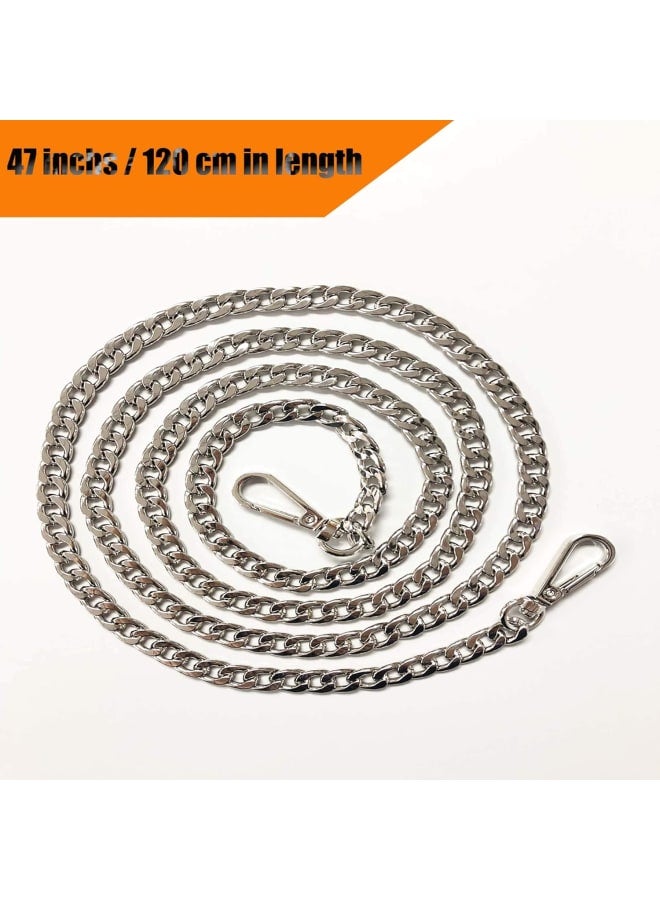 TSJ 47 inch Handbag DIY Chains with Buckles, 1 PCS Metal Shoulder Cross Body Bag Handbag Purse Replacement Chain Strap for Women (Silver), Silver, 47  - Image 3
