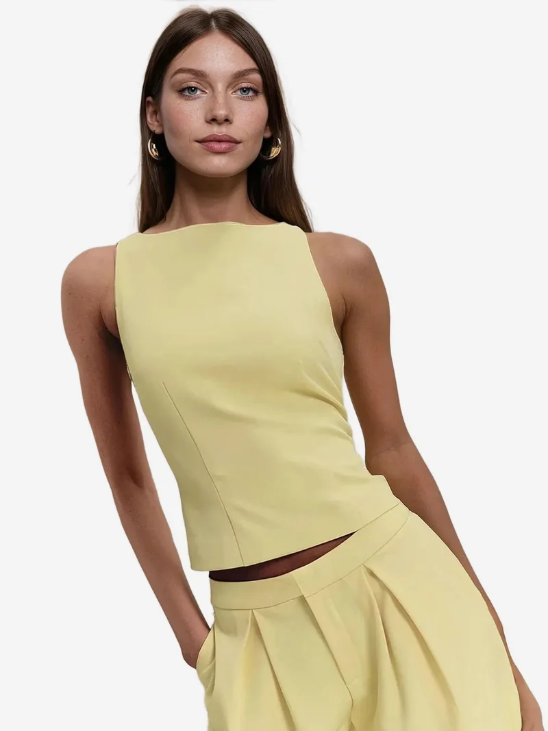 HICCUP Fitted Crew Neck Sleeveless Top