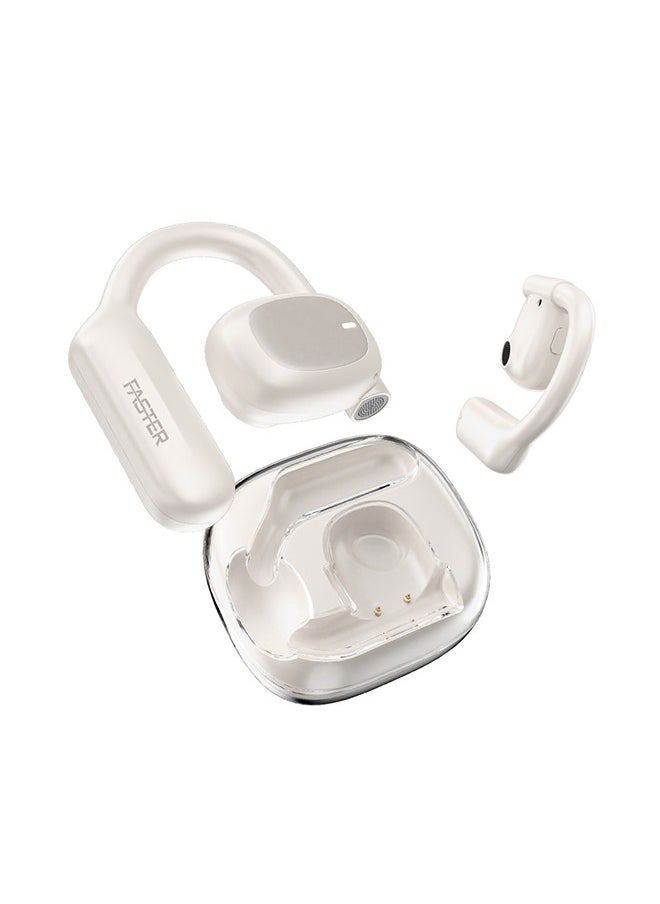 Faster - ArcX Over Ear Wireless Earbuds with Noise Cancellation (ENC) - 40 Hours Playback with Bluetooth 5.3 - HiFi Stereo Sound - Sports Earhooks Bluetooth Earphones - For Exercise, Gym - Compatible with iPhone & Android (White) - Image 1