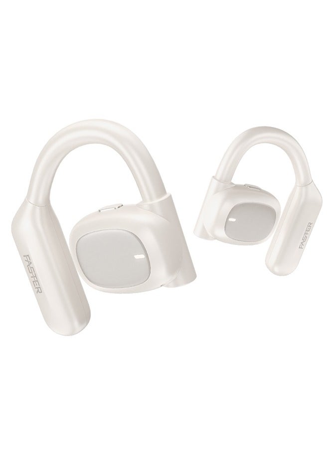 Faster - ArcX Over Ear Wireless Earbuds with Noise Cancellation (ENC) - 40 Hours Playback with Bluetooth 5.3 - HiFi Stereo Sound - Sports Earhooks Bluetooth Earphones - For Exercise, Gym - Compatible with iPhone & Android (White) - Image 1