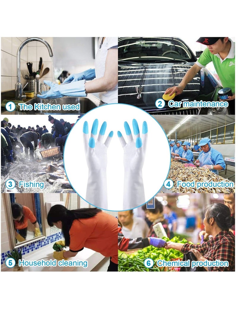 Reusable Dishwashing Cleaning Gloves with Latex free, Synthetic Rubber Gloves, Kitchen Gloves 3 Pairs, Green+Blue+Pink - Image 2