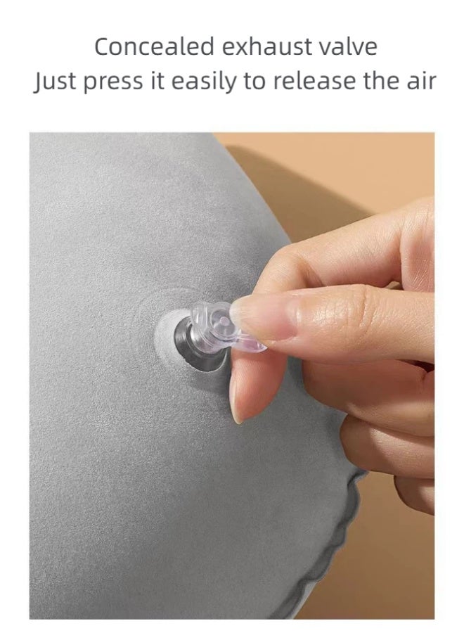 الوسادة القابلة للانتفاخ على شكل حرف U للرقبة -ضغط زر الانتفاخ، وسادة دعم الرقبة المحمولة القابلة للطي لقطار طائرة سيارة، وسادة السفر خفيفة الوزن لتخفيف آلام الرقبة - Image 3