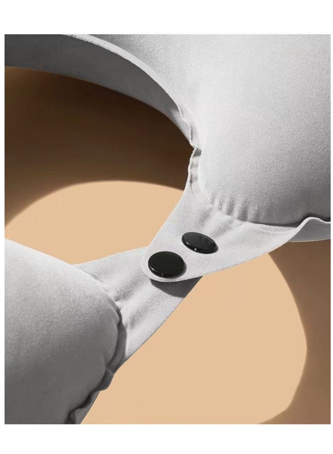 الوسادة القابلة للانتفاخ على شكل حرف U للرقبة -ضغط زر الانتفاخ، وسادة دعم الرقبة المحمولة القابلة للطي لقطار طائرة سيارة، وسادة السفر خفيفة الوزن لتخفيف آلام الرقبة - Image 5