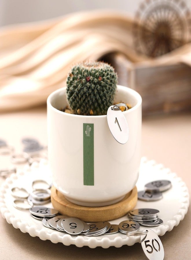 Yaocom 50 Pcs Hollowed Stainless Steel Number Tags Metal Numbered Key Tags Number Key ID Tags with Key Rings Chain (Oval, 1-50) - Image 5