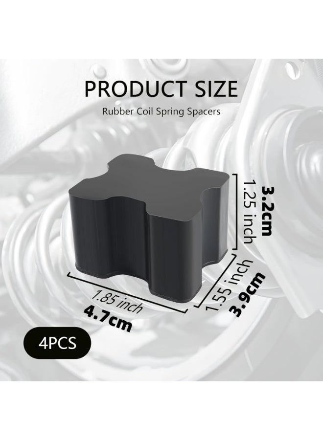 4PCS Rubber Coil Spring Spacers,Heavy Duty Front Coil Spring Booster Kit for 1 to 1.5 Coil Spring Lift,Universal Rubber Lift Blocks Car Accessories for Most Cars Trucks SUVs - Image 2