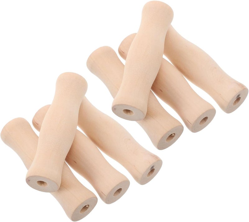 Uonlytech Wood File Handles Sturdy Nonslip Wooden Handles 8pcs with Dia 10mm Through Hole for Hand Tools and BBQ Grill, for Outdoor and Daily Property Maintenance - Image 1
