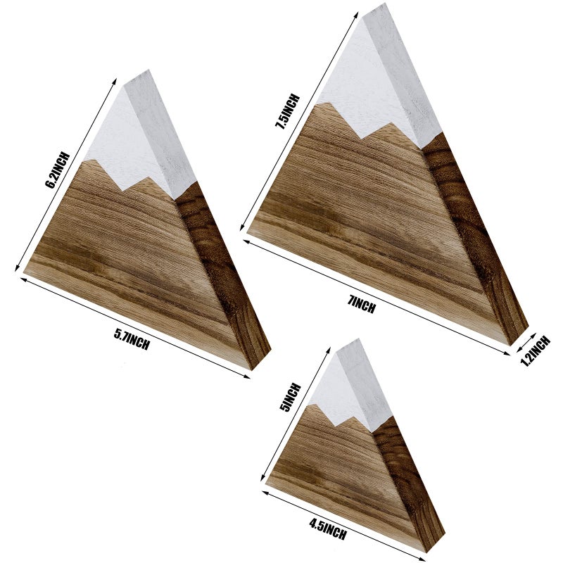Maitys 3 Pcs 3 Size Mountain Shelf Decor Mountain Wooden Sign Farmhouse Wood Mountain Decor Woodland Nursery Decor Travel Adventure Mountain Table Centerpiece for Home(Dark Brown) - Image 4