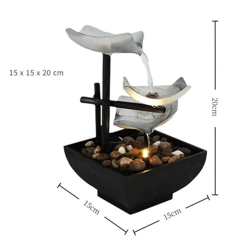 NIVKEZ NIVKEZ Tabletop Fountain Waterfall Automatic Pump with Power Switch Handicraft 3Tier Relaxation Meditation Desktop Fountain Desk Fountain with LED Light for Office Living Room Bedroom Decor  - Image 3