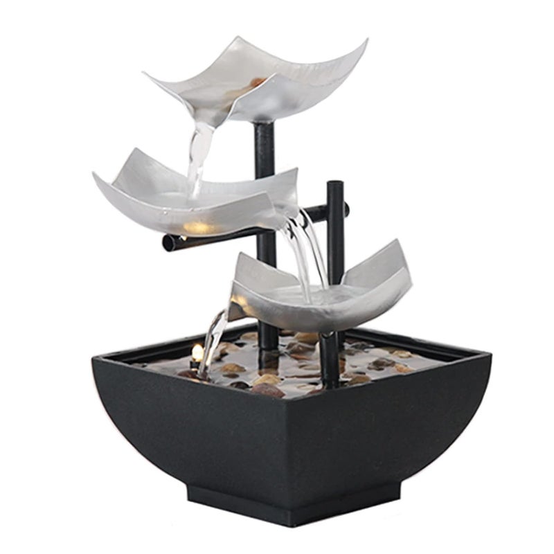 NIVKEZ NIVKEZ Tabletop Fountain Waterfall Automatic Pump with Power Switch Handicraft 3Tier Relaxation Meditation Desktop Fountain Desk Fountain with LED Light for Office Living Room Bedroom Decor  - Image 1