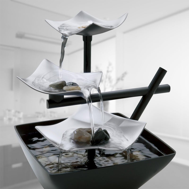 NIVKEZ NIVKEZ Tabletop Fountain Waterfall Automatic Pump with Power Switch Handicraft 3Tier Relaxation Meditation Desktop Fountain Desk Fountain with LED Light for Office Living Room Bedroom Decor  - Image 5