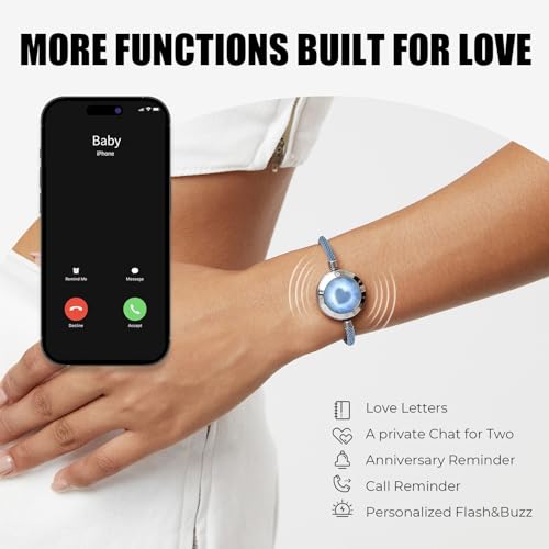 TOTWOO Azure Dream 2.0 Touch Bracelets with Blue Aventurine| Long Distance Touch Bracelet for Couples, Vibration & Light up for Lovers | Long Distance Unique Relationship Gifts for Girlfriend - Image 3