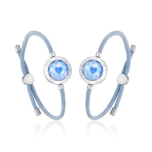 TOTWOO Azure Dream 2.0 Touch Bracelets with Blue Aventurine| Long Distance Touch Bracelet for Couples, Vibration & Light up for Lovers | Long Distance Unique Relationship Gifts for Girlfriend - Image 1