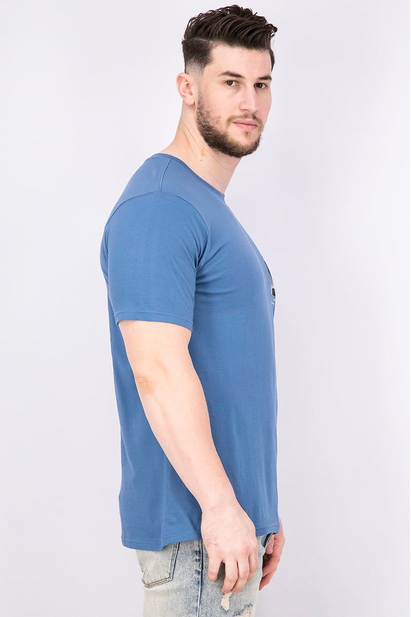 DIFUZED Men Crew Neck Short Sleeve Graphic T-shirt, Blue - Image 4