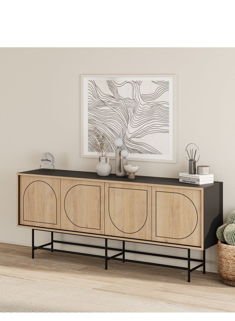 Mourah Home كونسول مورا هوم جوجي أسود حريري / بلوط - Image 5