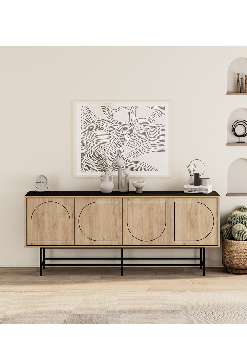 Mourah Home كونسول مورا هوم جوجي أسود حريري / بلوط - Image 1