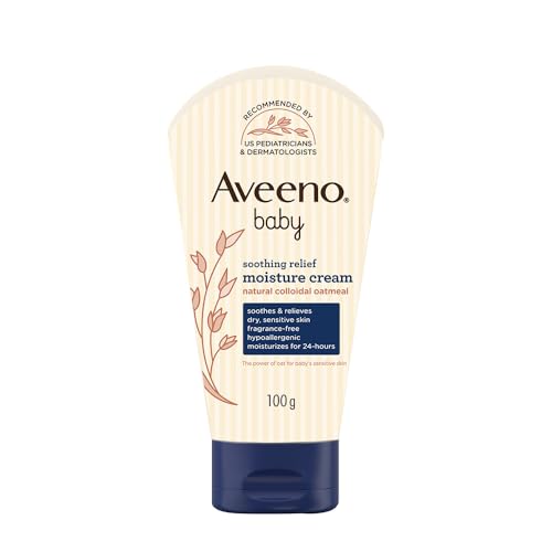 Aveeno Baby Soothing Relief Moisture Cream 100G 24-Hour Protection Dry, Itchy, Sensitive Skin|Clinically Proven|Active Oats|Us Pediatrician Recommended|Hypoallergenic, Fragrance-Free & Paraben-Free - Image 1