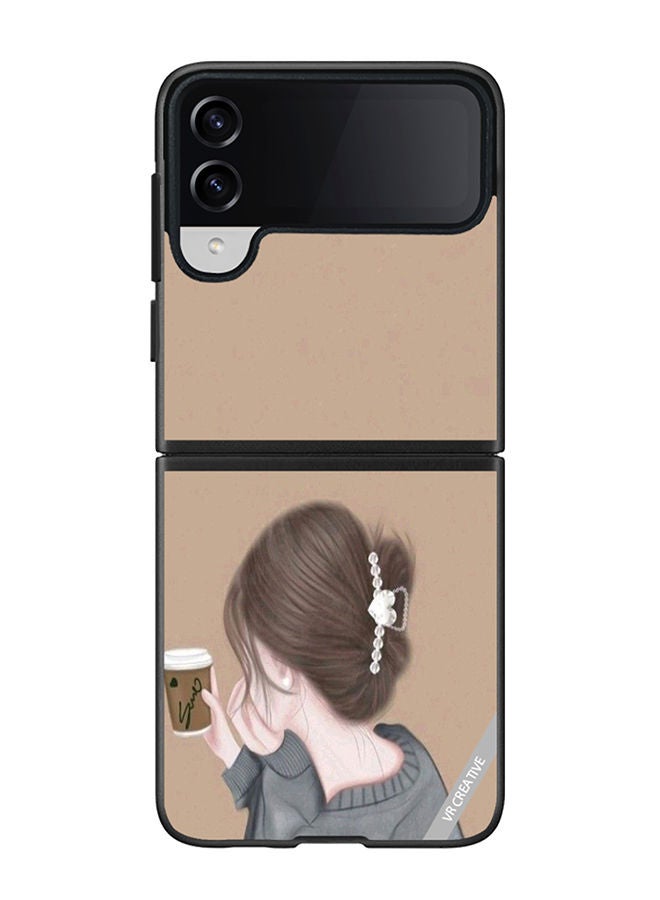 VR CREATIVE Protective Case Cover For Samsung Galaxy Z Flip4 Sipping Design Multicolour - Image 1