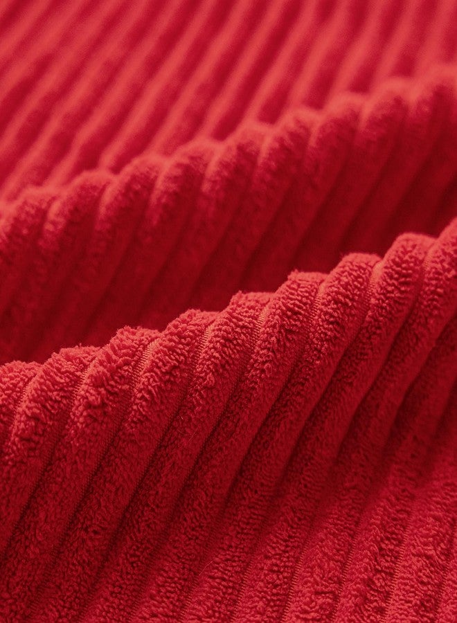 Softalker أغطية وسائد عيد الميلاد من سوفت توكر، مقاس 18x18، طقم من قطعتين، غطاء وسادة مخملي مخطط بنمط بوهيمي فائق النعومة، وسائد زينة لعيد الميلاد للأريكة وغرفة المعيشة، ديكور عطلة عيد الميلاد، أحمر - Image 2