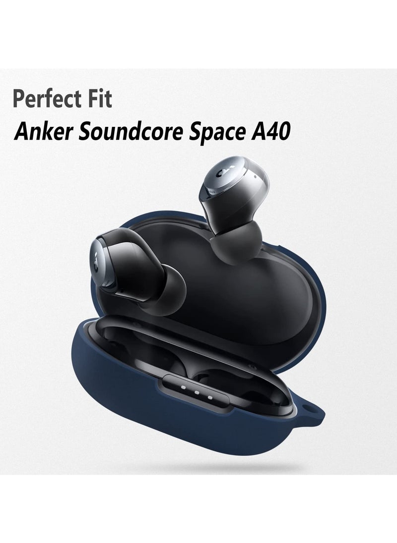 Generic - Silicone Case For Anker SoundCore Space A40 Case Cover With Carabiner Soft Shockproof Wireless Headphone Protective Shell - Image 1