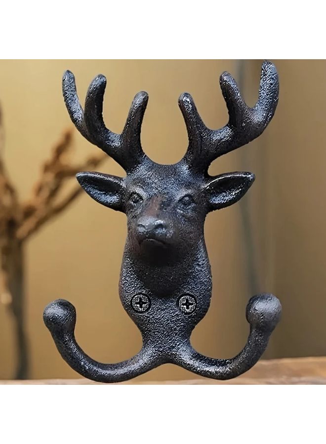 Vintage Deer Antler S Shaped Wall Hook Rustic Double Coat Rack Heavy Duty Home Accent - Image 5