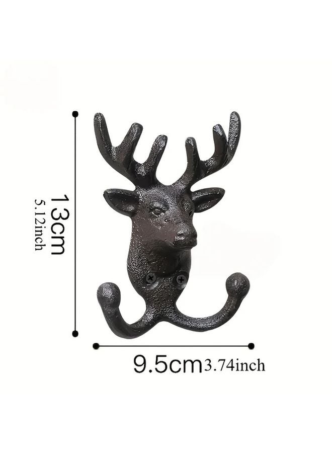 Vintage Deer Antler S Shaped Wall Hook Rustic Double Coat Rack Heavy Duty Home Accent - Image 3