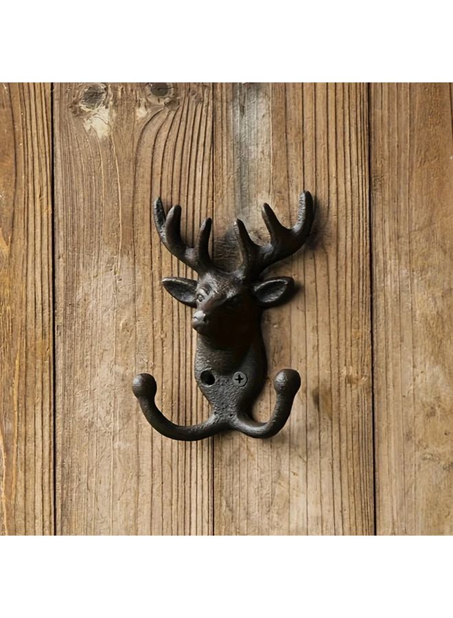 Vintage Deer Antler S Shaped Wall Hook Rustic Double Coat Rack Heavy Duty Home Accent - Image 2