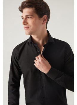 D'S DAMAT D'S Groom Slim Fit Black Italian Collar Shirt 2HF02ORT4185  - Image 1