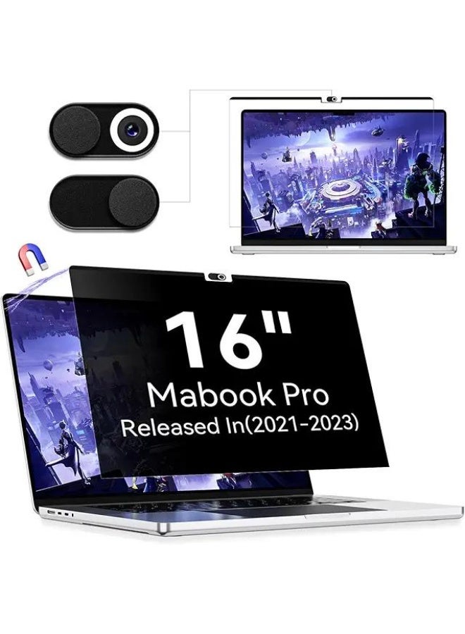 كيلا واقي شاشة مغناطيسي للخصوصية متوافق مع ماك بوك برو 16 بوصة (2021-2024، M1، M2، M3، M4 Pro/Max)، قابل للإزالة 360 درجة مضاد للتجسس ومضاد للضوء الأزرق ومضاد للوهج ودرع خصوصية الكمبيوتر المحمول - Image 1