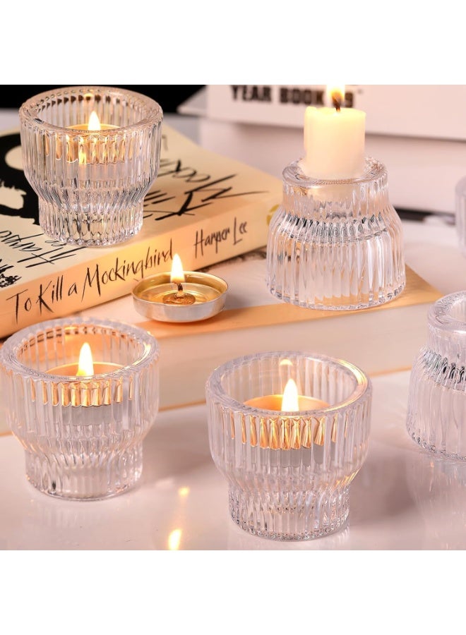 ALAMAREQ 12pcs Clear Taper Candle Holders, Glass Candlestick Holders Tea Light Candle Holder for Wedding Centerpieces Table Decorations, Votive Candle Holders for Party Supplies and Home Decor - Image 4