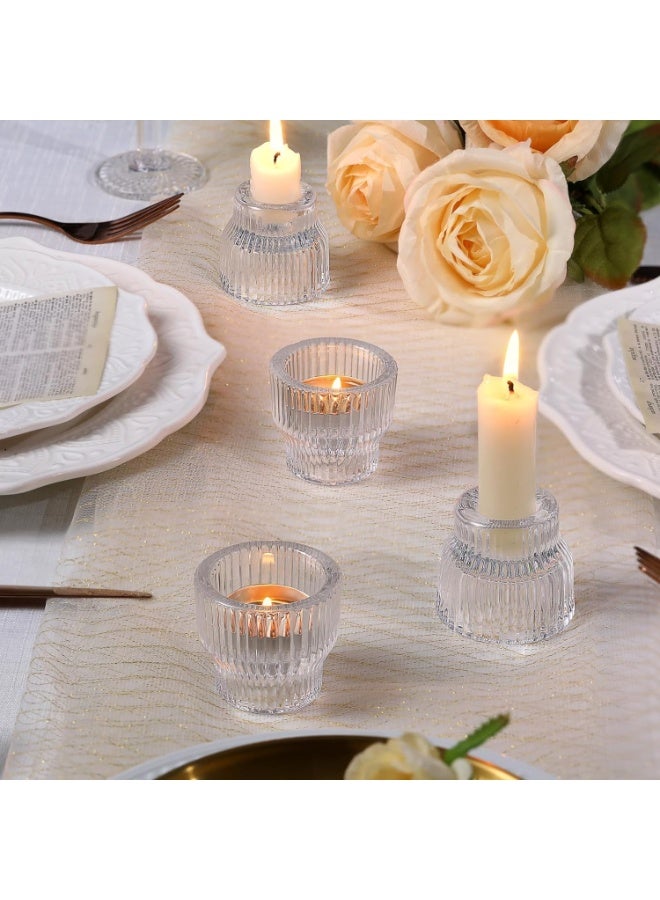 ALAMAREQ 12pcs Clear Taper Candle Holders, Glass Candlestick Holders Tea Light Candle Holder for Wedding Centerpieces Table Decorations, Votive Candle Holders for Party Supplies and Home Decor - Image 5