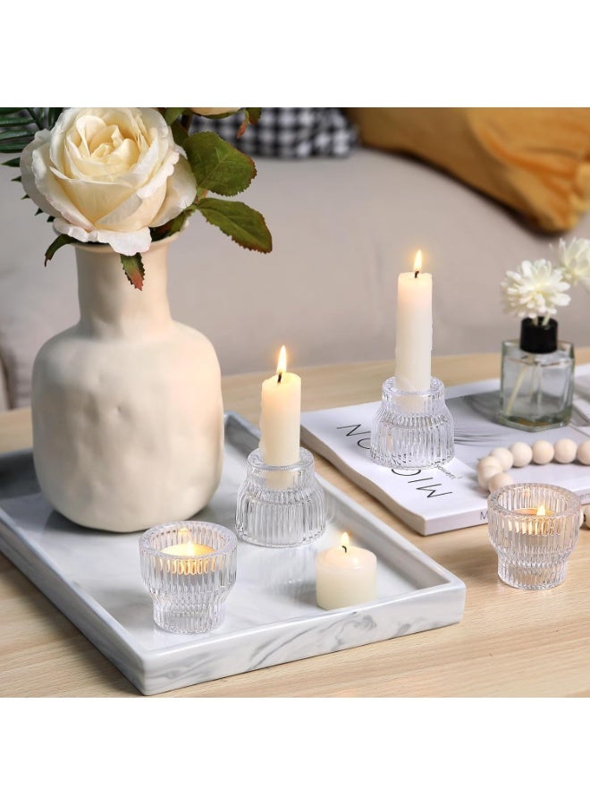 ALAMAREQ 12pcs Clear Taper Candle Holders, Glass Candlestick Holders Tea Light Candle Holder for Wedding Centerpieces Table Decorations, Votive Candle Holders for Party Supplies and Home Decor - Image 3