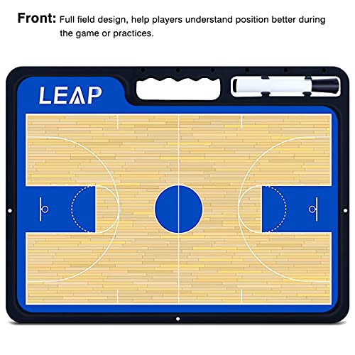 LEAP Basketball Coach Board Premium Coaches Clipboard Double Side Design with Full & Half Court and Dry Erase Marker Pen Coaching Board Great for Coaches Team, Community, High School Team - Image 2