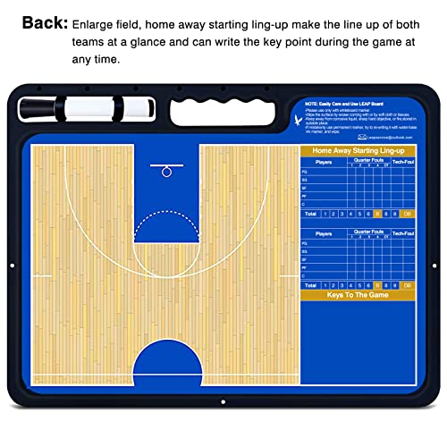 LEAP Basketball Coach Board Premium Coaches Clipboard Double Side Design with Full & Half Court and Dry Erase Marker Pen Coaching Board Great for Coaches Team, Community, High School Team - Image 3